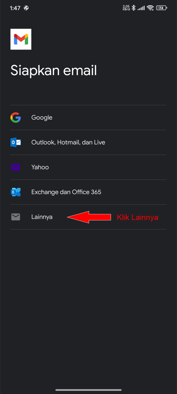 Pilih Jenis Akun Lainnya